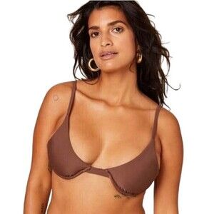 Andie Swim Size XS The Sicily Top Bikini Swim Underwire Espresso Brown NEW NWT